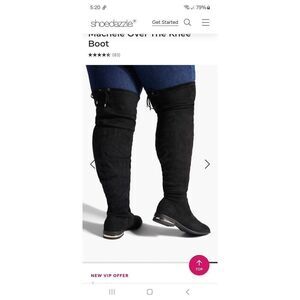 New 9E Extra Wide Shoe Dazzle Black Machele Tall  Over the Knee Thigh High Boots